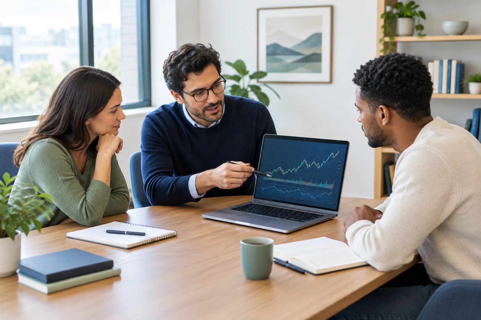 Illustrative partner mentoring discussion, not trading performance data