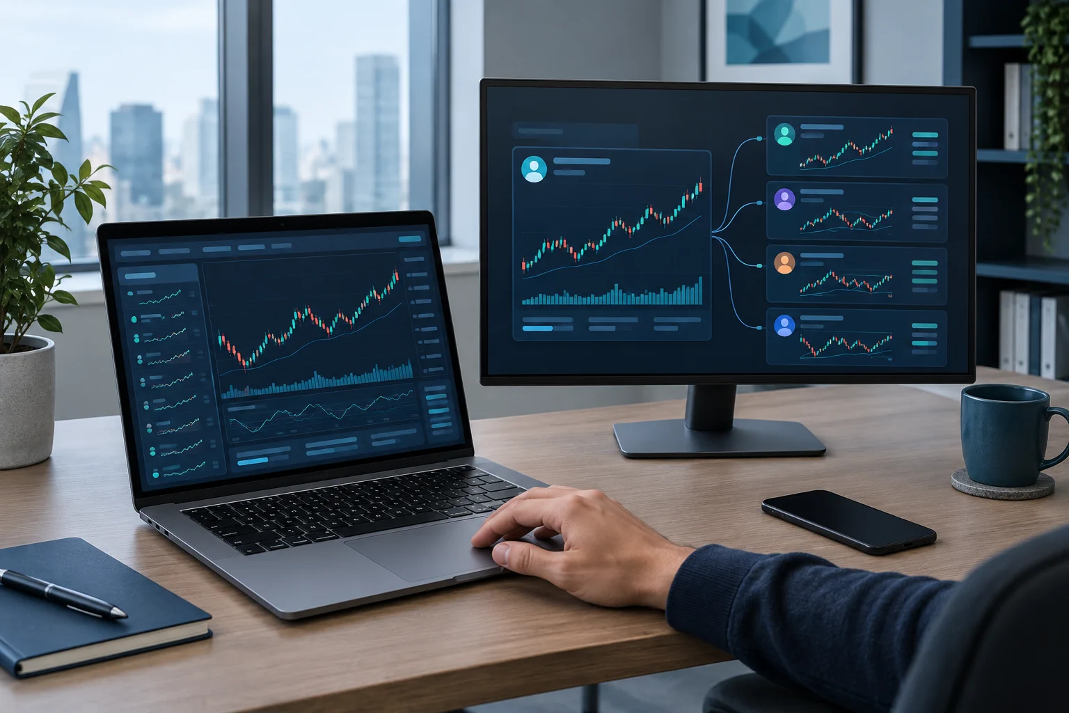 Illustrative trading screens, not an actual CopyX platform screenshot